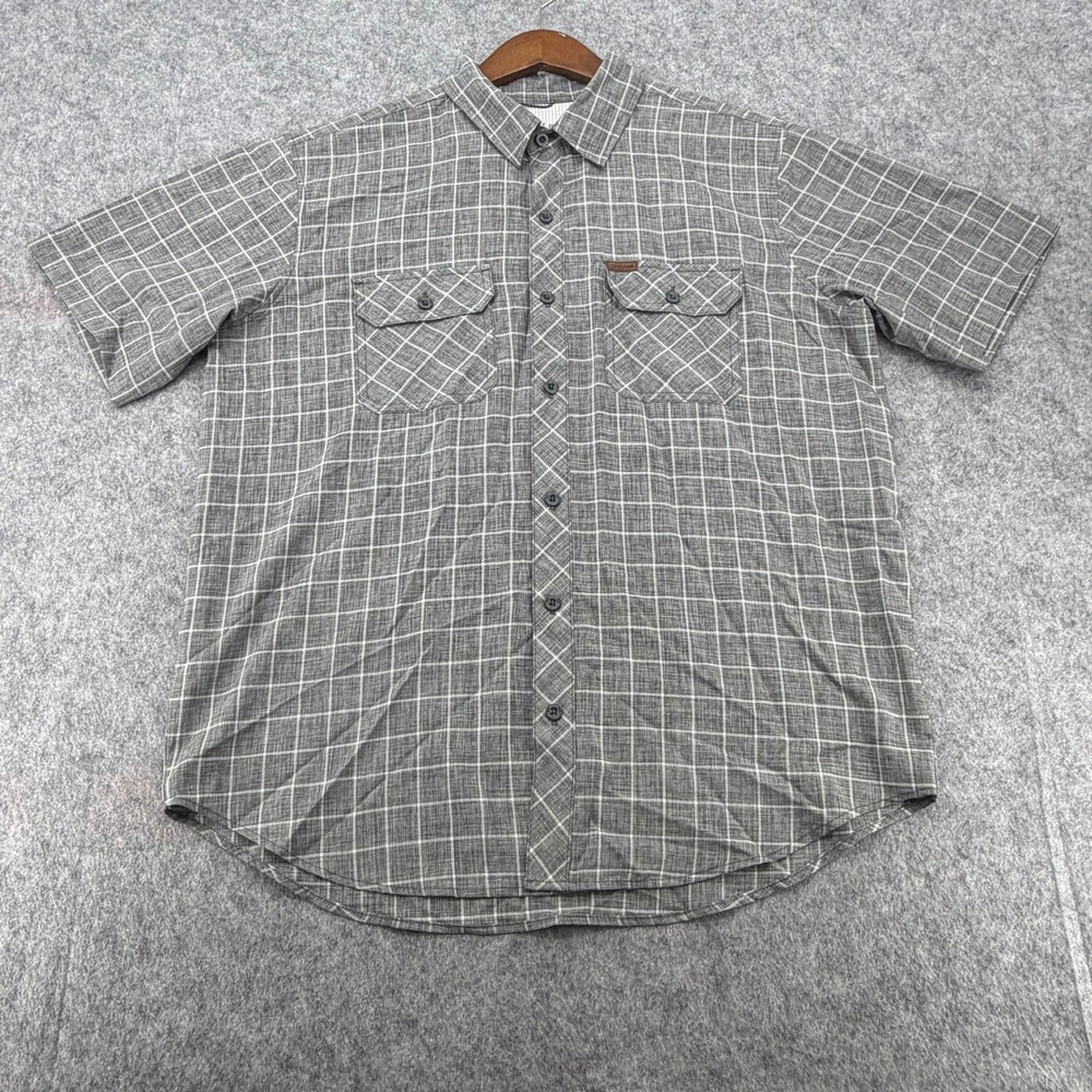 Orvis Classic Collection Mens Large Grey Grid Short Sleeve Button Up Shirt